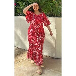 RHODE x Target Zinnia Linen Blend Floral Bell‎ Sleeve Midi Dress Size XL / 17